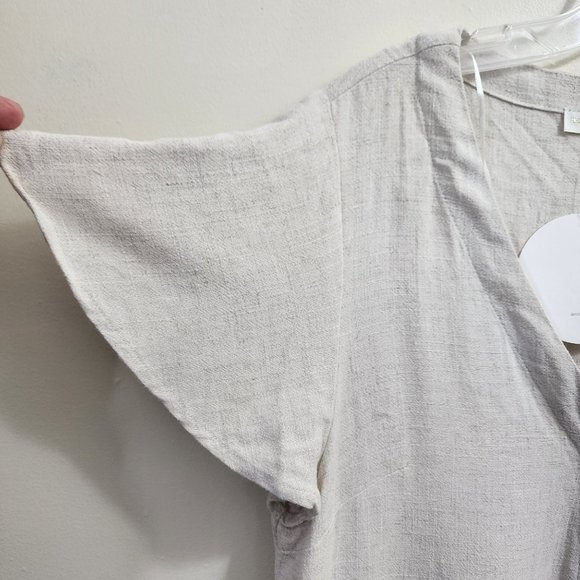 House of Sienna linen blend v-neck button front short sleeve dress NWT size 14 - Picture 4 of 11